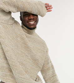Бежевая трикотажная oversized-водолазка в рубчик ASOS DESIGN Tall-Бежевый