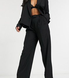 Черные классические широкие брюки с хлястиком и пуговицей на талии Y.A.S Petite-Черный цвет
