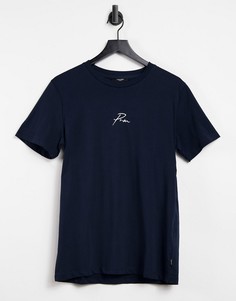 Темно-синяя oversized-футболка с рукописным логотипом на груди Jack & Jones Premium-Темно-синий
