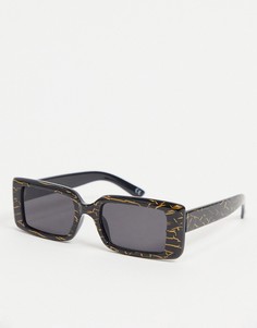 Солнцезащитные очки в черной прямоугольной оправе с дымчатыми линзами ASOS DESIGN-Черный цвет