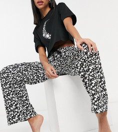 Пижамный комплект из топа и брюк с космическим принтом в виде луны и звезд Wednesdays Girl-Черный цвет