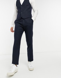 Костюмные брюки узкого кроя из фактурной шерсти Gianni Feraud-Темно-синий