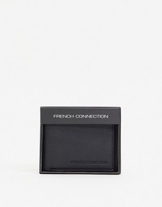 Черный классический кожаный бумажник French Connection-Черный цвет