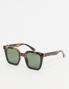 Квадратные солнцезащитные очки с блокировкой кривизны в оправе из переработанного материала ASOS DESIGN-Коричневый цвет