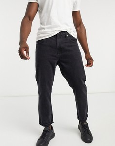 Черные выбеленные джинсы прямого кроя в винтажном стиле Bershka-Черный цвет