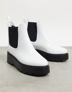 Белые резиновые ботинки челси на массивной подошве ASOS DESIGN-Белый