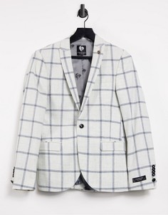 Белый пиджак с лацканами в крупную клетку Twisted Tailor SB1