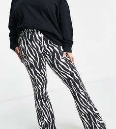 Расклешенные брюки с принтом зебры Daisy Street Plus-Белый