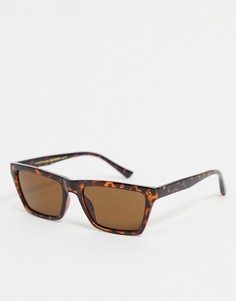 Квадратные солнцезащитные очки унисекс в стиле 70-х в темно-коричневой черепаховой оправе A.Kjaerbede Nancy-Коричневый цвет