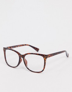 Черепаховые солнцезащитные очки в квадратной оправе с прозрачными стеклами AJ Morgan-Коричневый цвет