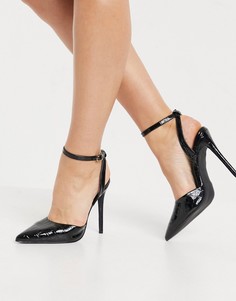 Черные туфли на шпильке с имитацией кожи крокодила Glamorous-Черный цвет