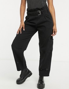 Черные джинсы в утилитарном стиле с присборенной талией AllSaints Mona-Черный цвет