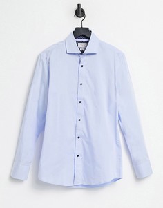 Светло-голубая рубашка узкого кроя с манжетами и принтом Gianni Feraud-Голубой