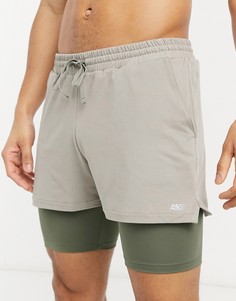 Шорты для йоги «два в одном» из мягкого трикотажа ASOS 4505-Зеленый цвет
