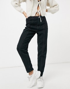Черные джинсы в винтажном стиле с декоративными швами Missguided-Черный цвет