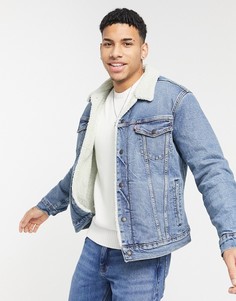 Синяя джинсовая куртка с подкладкой из искусственного меха Levis Youth Type 3-Голубой