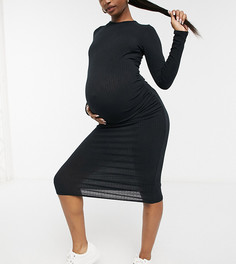 Облегающее платье миди с круглым вырезом New Look Maternity-Черный цвет