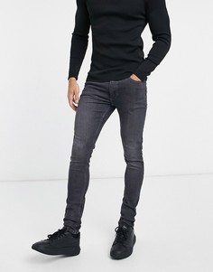 Черные выбеленные супероблегающие джинсы Burton Menswear-Черный цвет