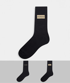 Подарочный набор из 2 пар черных носков с логотипом HUGO-Черный цвет