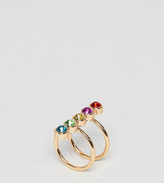 Кольцо с разноцветными камнями ASOS DESIGN Curve-Золотой