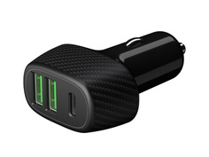 Зарядное устройство Deppa 2xUSB A + Type-C QC 3.0 Black 11296