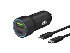 Зарядное устройство Deppa USB A + USB Type-C QC 3.0 + Cable USB Type-C to Lightning Black 11297