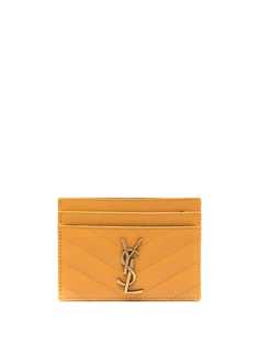 Saint Laurent стеганый картхолдер с декором Monogram