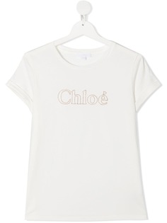Chloé Kids футболка с вышитым логотипом