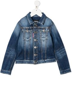 Dsquared2 Kids джинсовая куртка с эффектом потертости