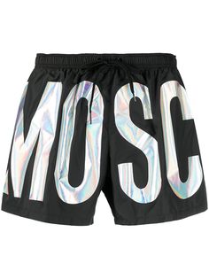 Moschino плавки-шорты с голографическим логотипом