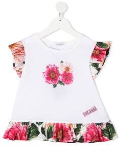Dolce & Gabbana Kids блузка с оборками и цветочным принтом