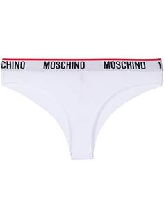 Moschino трусы-стринги с логотипом на поясе