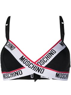 Moschino бюстгальтер с логотипом и треугольными чашками