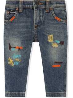 Dolce & Gabbana Kids прямые джинсы с вышивкой