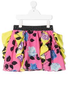 Msgm Kids юбка с оборками и цветочным принтом
