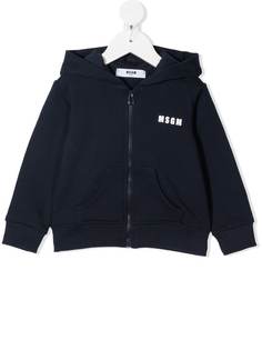 MSGM Kids куртка на молнии с капюшоном и логотипом