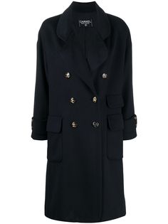 Chanel Pre-Owned двубортное пальто по колено
