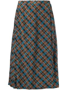 Yves Saint Laurent Pre-Owned клетчатая юбка со складками