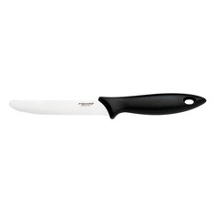 Нож кухонный Fiskars Essential, для томатов, 120мм, заточка серрейтор, стальной, черный [1023779]