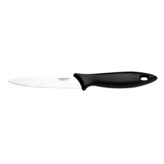 Нож кухонный Fiskars Essential, для чистки овощей и фруктов, 110мм, заточка прямая, стальной, черный [1023778]