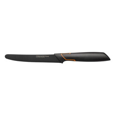 Нож кухонный Fiskars Edge, универсальный, для томатов, 130мм, заточка серрейтор, стальной, черный/оранжевый [1003092]