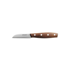Нож кухонный Fiskars Norr, для чистки овощей и фруктов, 70мм, заточка прямая, стальной, коричневый [1016475]