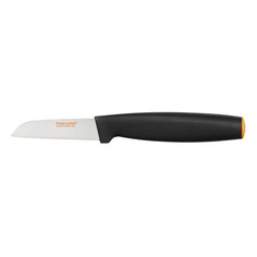 Нож кухонный Fiskars 1014227 стальной для чистки овощей и фруктов лезв.70мм прямая заточка черный/ор