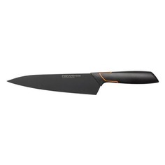 Нож кухонный Fiskars Edge, разделочный, 190мм, заточка прямая, стальной, черный/оранжевый [1003094]