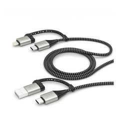 Кабель Deppa 72311 4 в 1, Lightning (m)/USB Type-C (m) - USB (m)/USB Type-C (m), 1.2м, черный