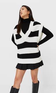 Stradivarius Полосатый Топ Оверсайз Женская Коллекция Черный M