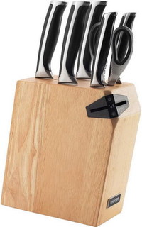 Набор из 5 кухонных ножей, ножниц и блока для ножей с ножеточкой Nadoba
