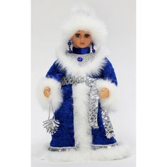 Елочное украшение Triumph Nord Снегурочка в голубой с серебром шубе и шапке 30 см