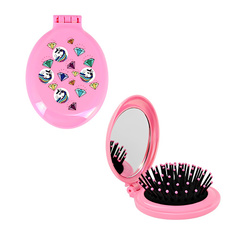 Расческа для волос MISS PINKY с зеркалом складная розовая