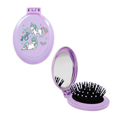 Расческа для волос MISS PINKY с зеркалом складная фиолетовая